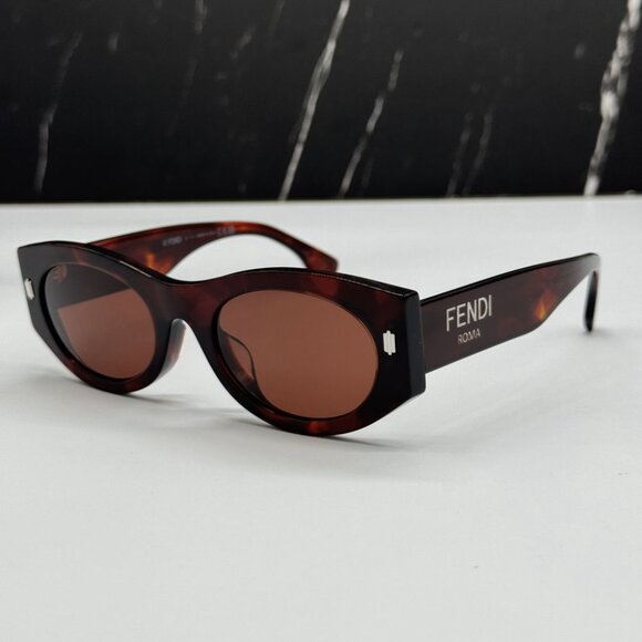 NEW FE40125F 54S FENDI SUNGLASSES SHINY RED HAVANA WOMEN EYEWEAR FENDI - Picture 6 of 12